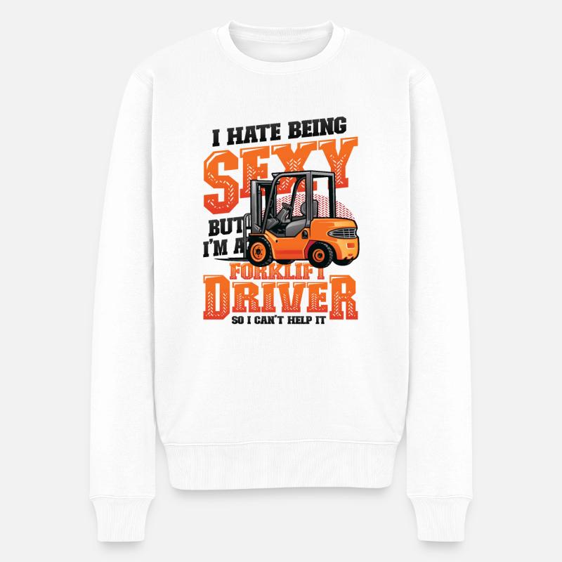Sexy Gabelstaplerfahrer, Lagerlogistik - Männer Premium Bio Pullover - Weiß
