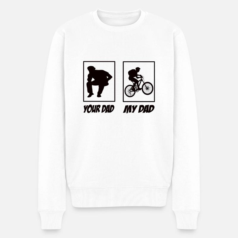 Your Dad My Dad Mountainbike Papa - Männer Premium Bio Pullover - Weiß