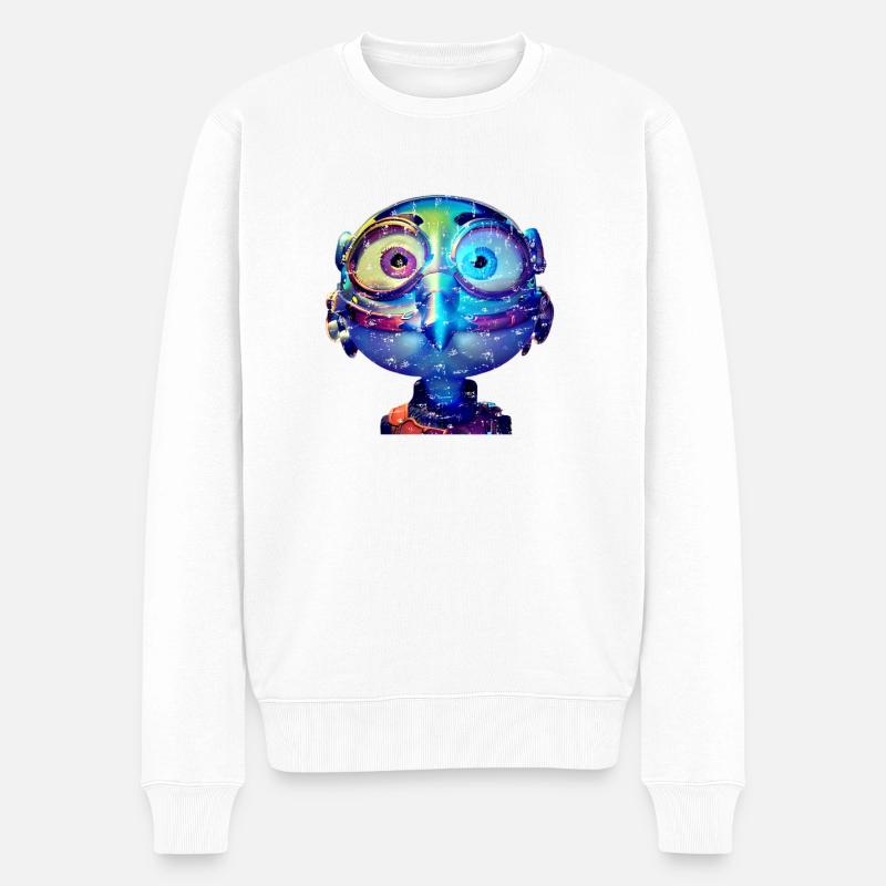 Poulet poule Cyborg bleu - Pull Premium bio Homme - blanc