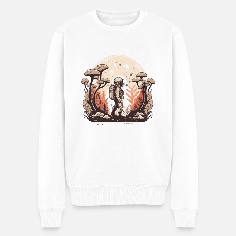 Astronaut Pilze - Männer Premium Bio Pullover - Weiß