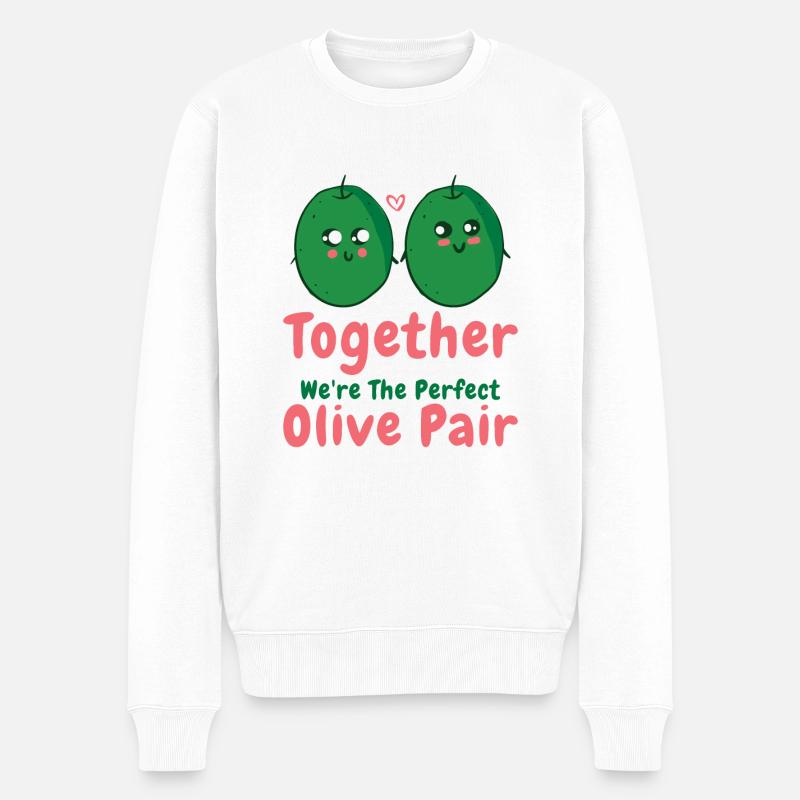 Saint-Valentin Olive Couples Rencontres Romance - Pull Premium bio Homme - blanc