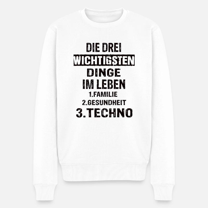 Techno - Männer Premium Bio Pullover - Weiß