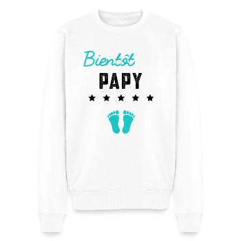 Bientôt papy cadeau grossesse famille papy - Pull Premium bio Homme - blanc - Devant - Thijin (182cm)