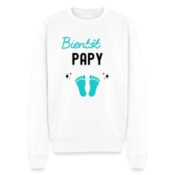 Bientôt papy cadeau naissance grossesse papy - Pull Premium bio Homme - blanc - Devant - Thijin (182cm)