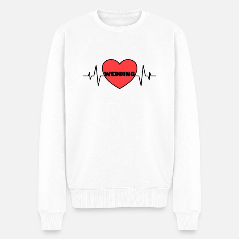 Hochzeit Herzschlag - Männer Premium Bio Pullover - Weiß