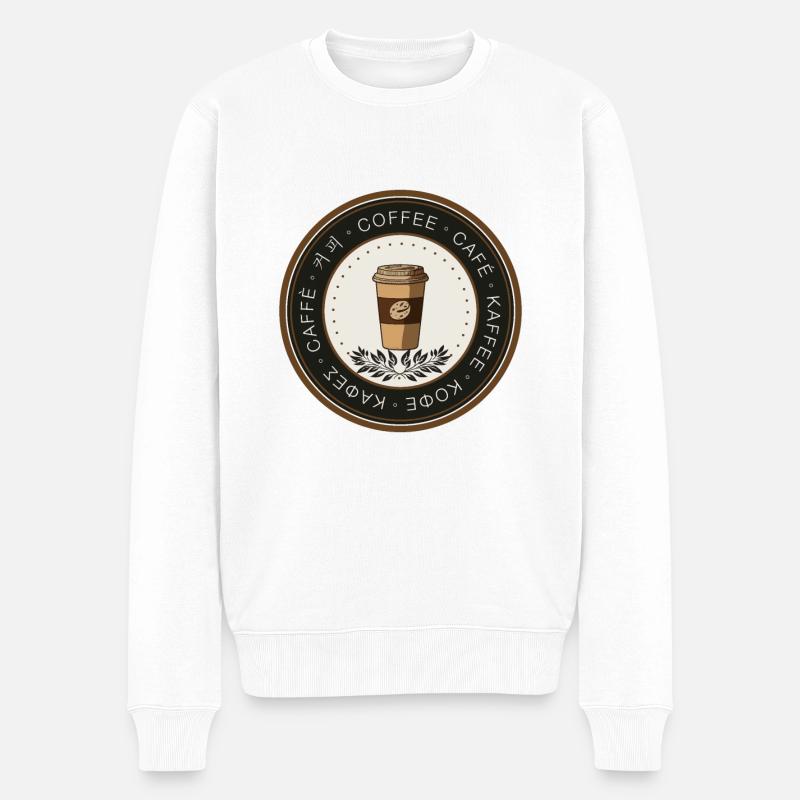 Coffee Lover Badge - Männer Premium Bio Pullover - Weiß