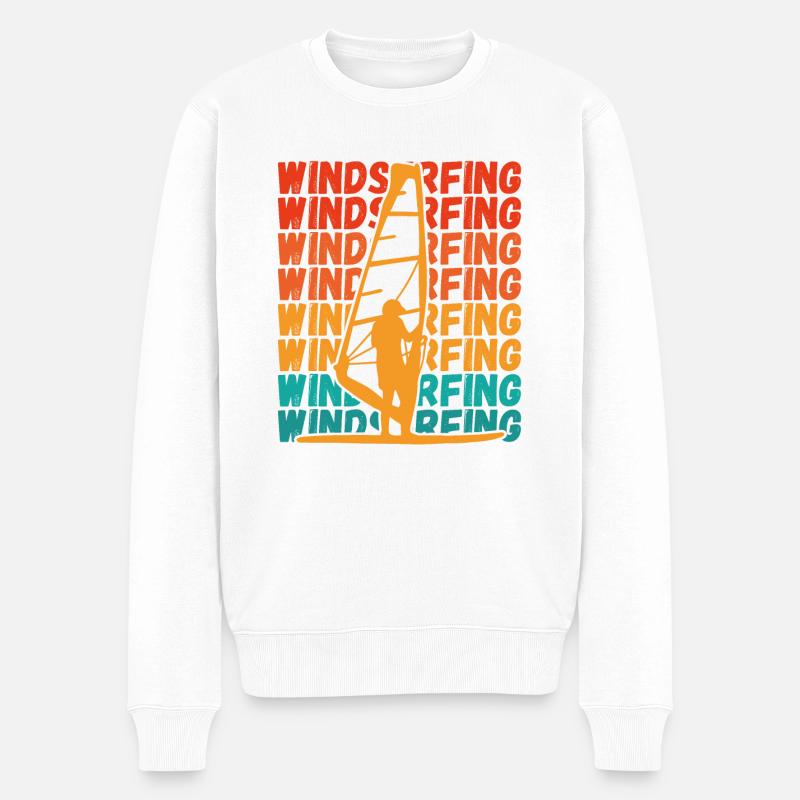 Weißer Windsurfer Auf Surfbrett - Männer Premium Bio Pullover - Weiß