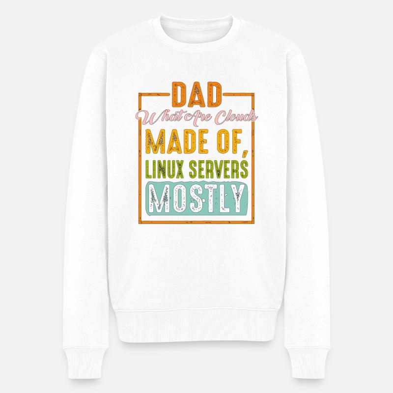 What Are Clouds Made Of, Linux Servers Mostly 9 - Männer Premium Bio Pullover - Weiß