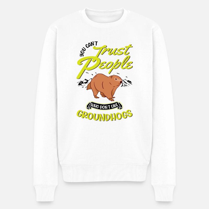 Marmotte Jour de la marmotte Marmotte forestière - Pull Premium bio Homme - blanc