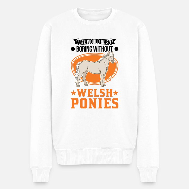 Welsh Pony Reiterin - Männer Premium Bio Pullover - Weiß