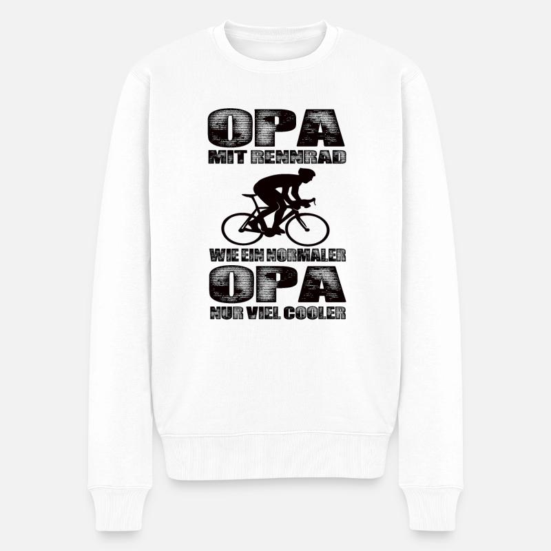 Opa Mit Rennrad Wie Ein Normaler Opa Nur Cooler - Männer Premium Bio Pullover - Weiß