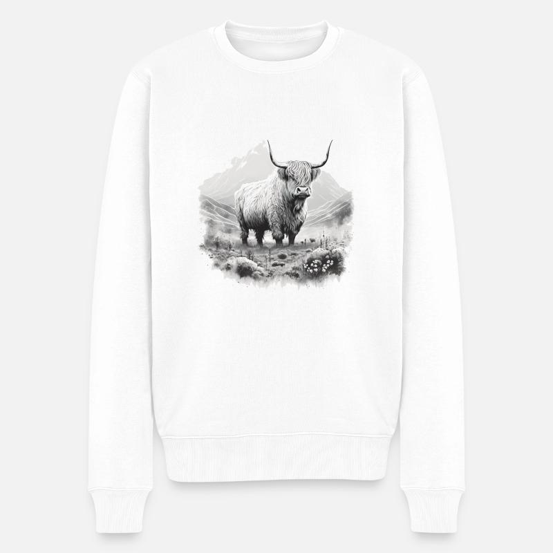 Vache des Highlands - Pull Premium bio Homme - blanc
