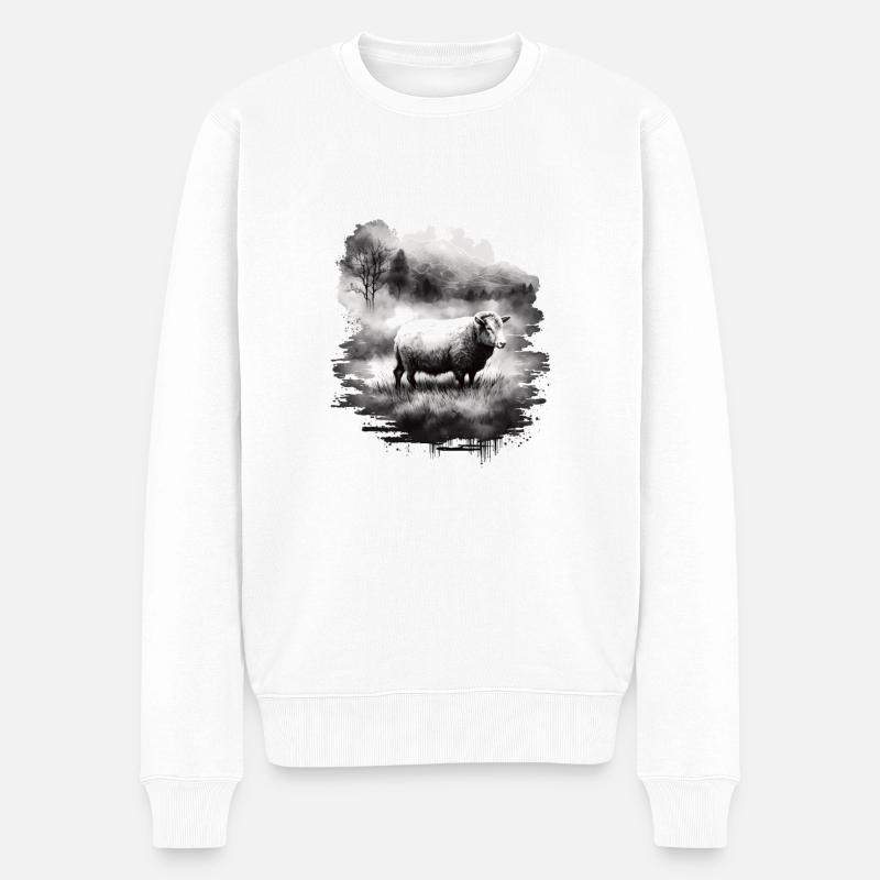 Paysage ovin - Pull Premium bio Homme - blanc