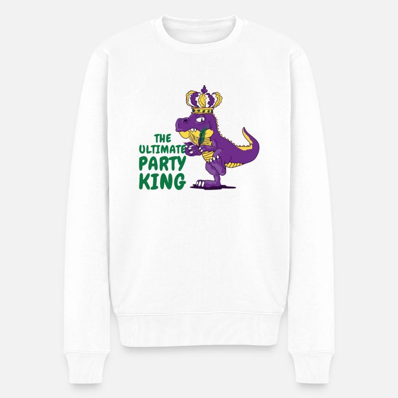 Karneval Karneval T-rex Dinosaurier Party König - Männer Premium Bio Pullover - Weiß