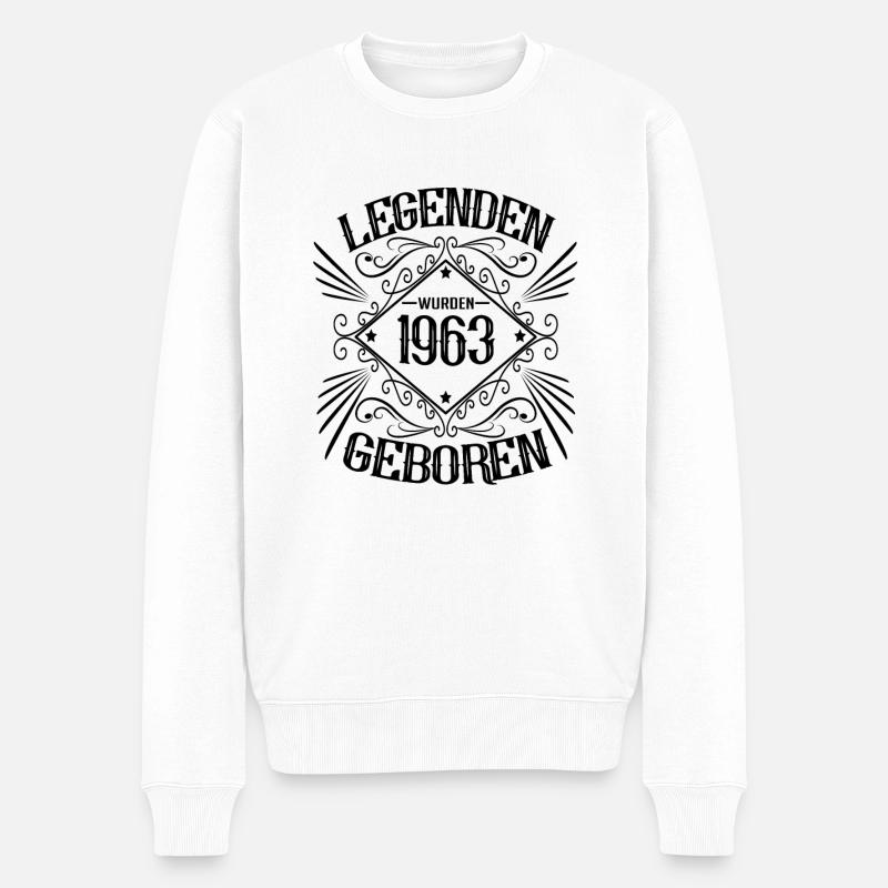 1963 Geburtstag Sprüche Legende - Männer Premium Bio Pullover - Weiß