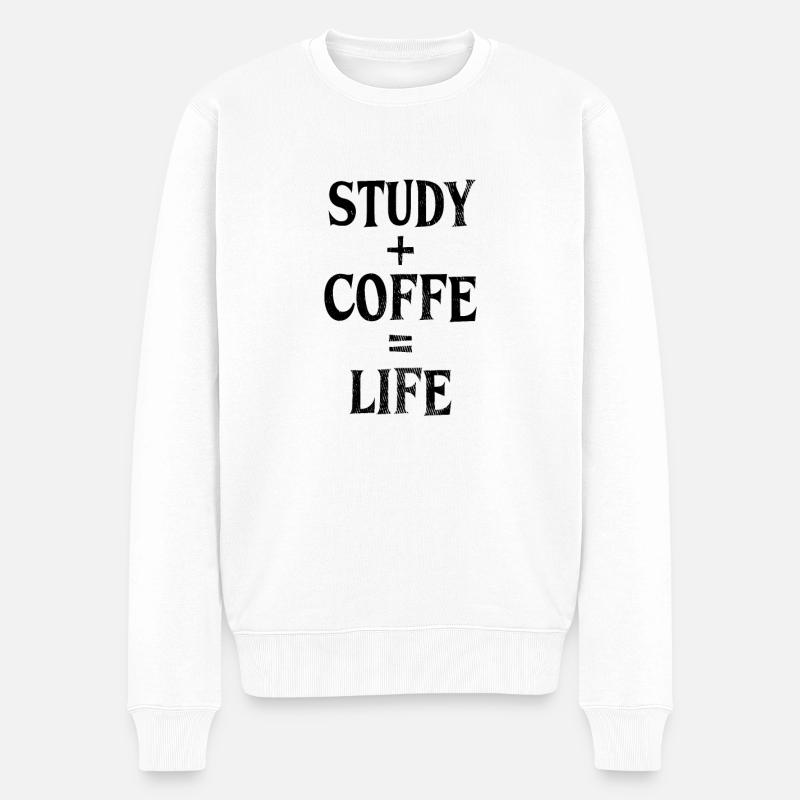 Studieren und Kaffee - Männer Premium Bio Pullover - Weiß