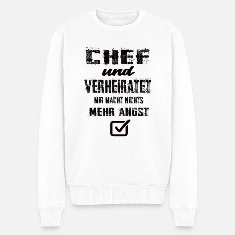 Chef und Verheiratet - Männer Premium Bio Pullover - Weiß