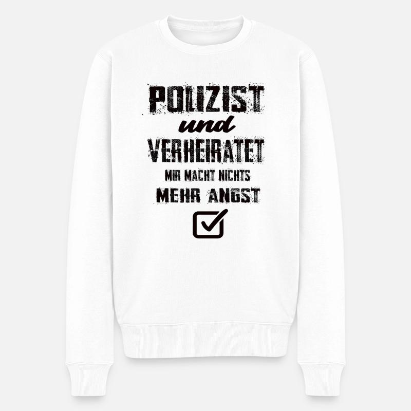 Polizist und Verheiratet - Männer Premium Bio Pullover - Weiß