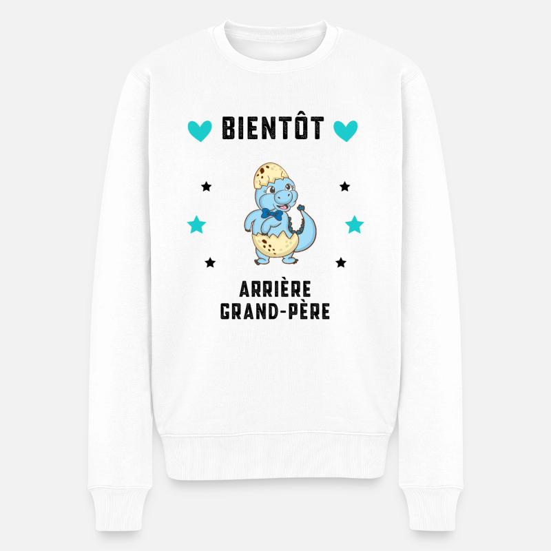 Bientôt arrière-grand-père dinosaure grossesse - Pull Premium bio Homme - blanc