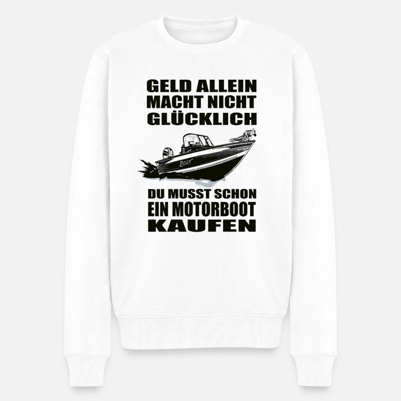 Motorboot - Männer Premium Bio Pullover - Weiß
