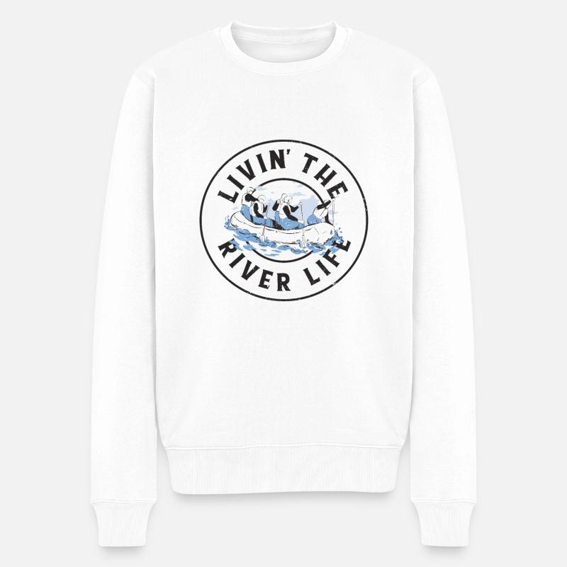 Fluss Rafting - Männer Premium Bio Pullover - Weiß