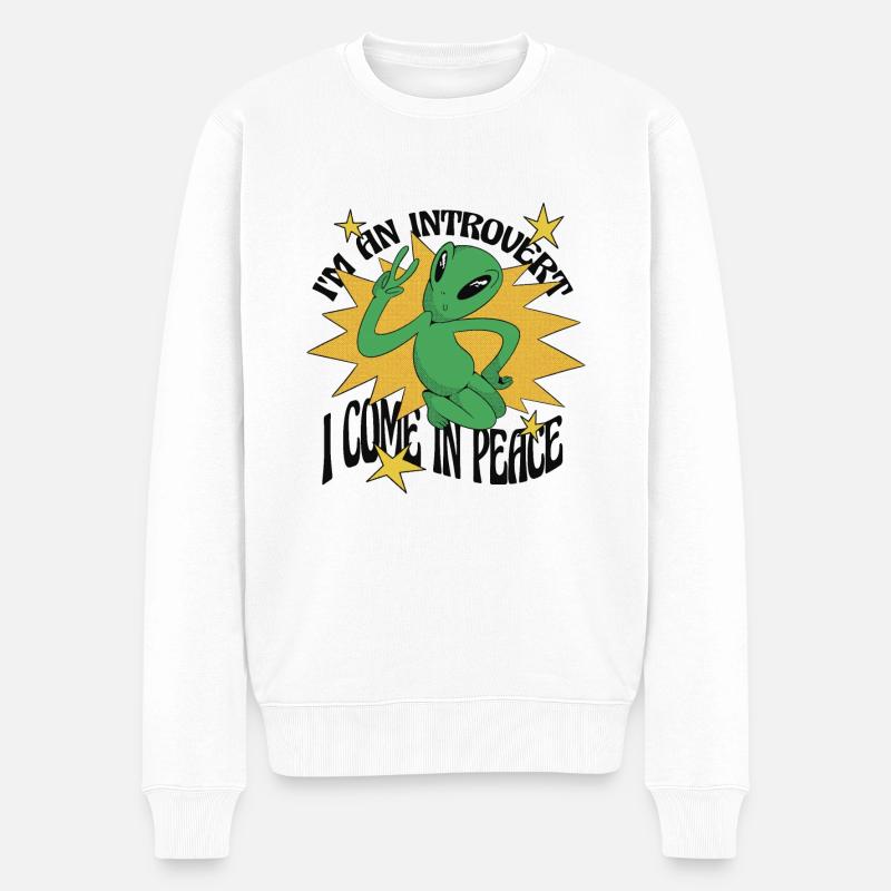 Alien signe de paix - Pull Premium bio Homme - blanc