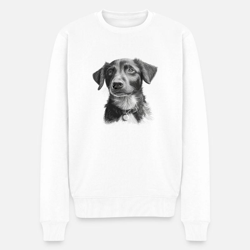 Hund - Männer Premium Bio Pullover - Weiß