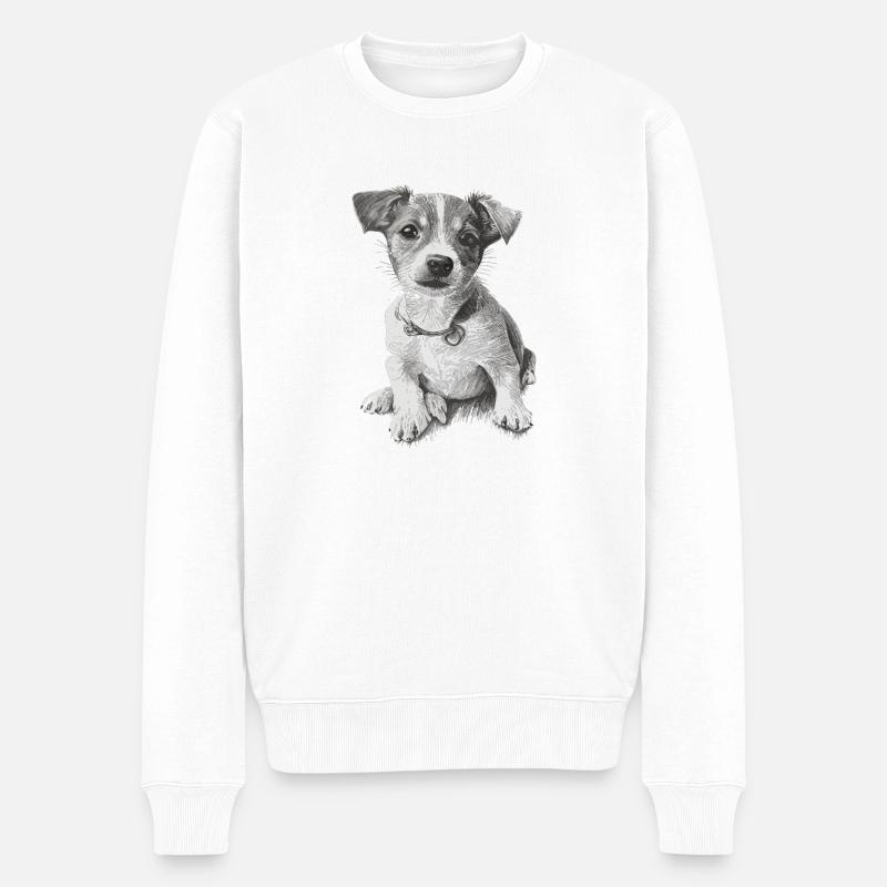Hund - Männer Premium Bio Pullover - Weiß