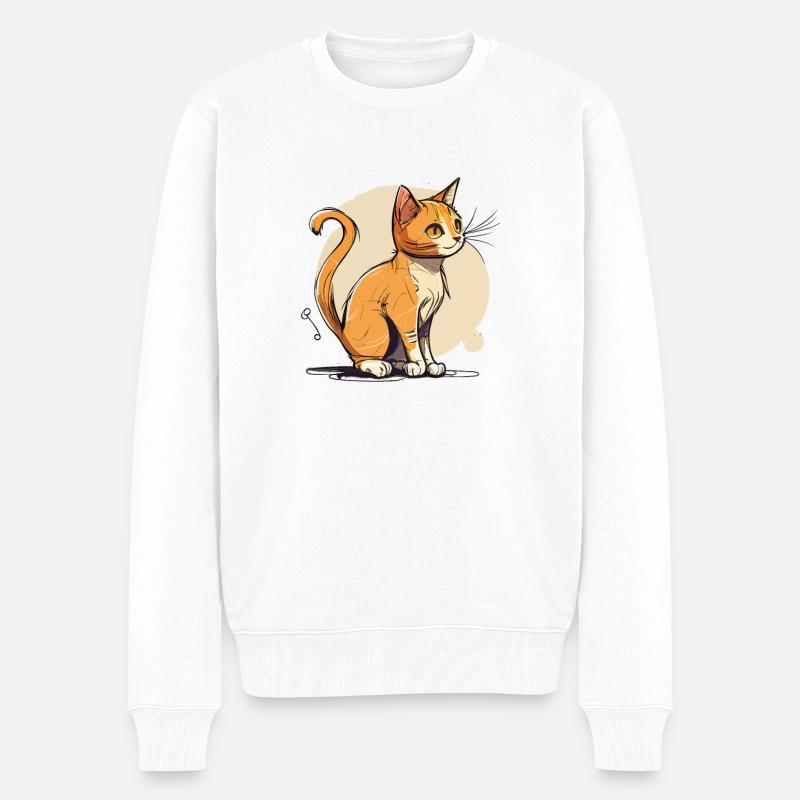 Dessin animé de chat mignon - Pull Premium bio Homme - blanc