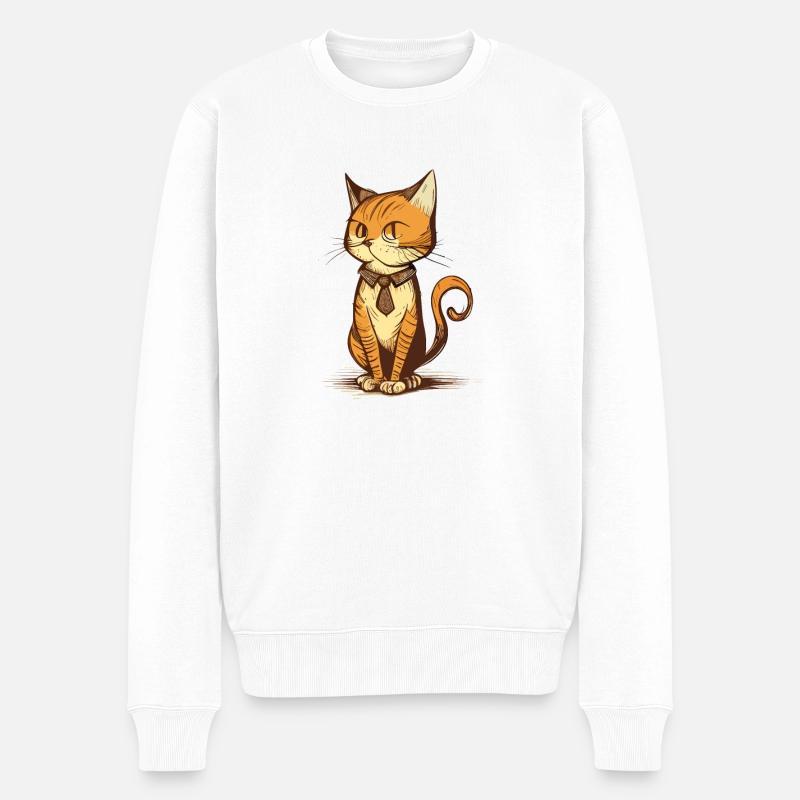 Dessin animé de chat mignon - Pull Premium bio Homme - blanc