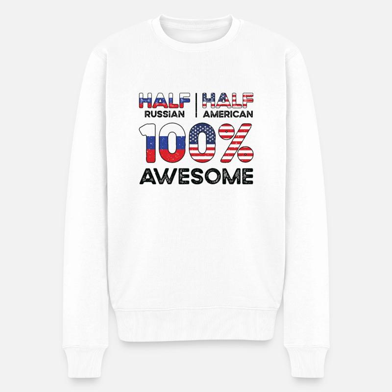 Né Russie Russie États-Unis - Pull Premium bio Homme - blanc