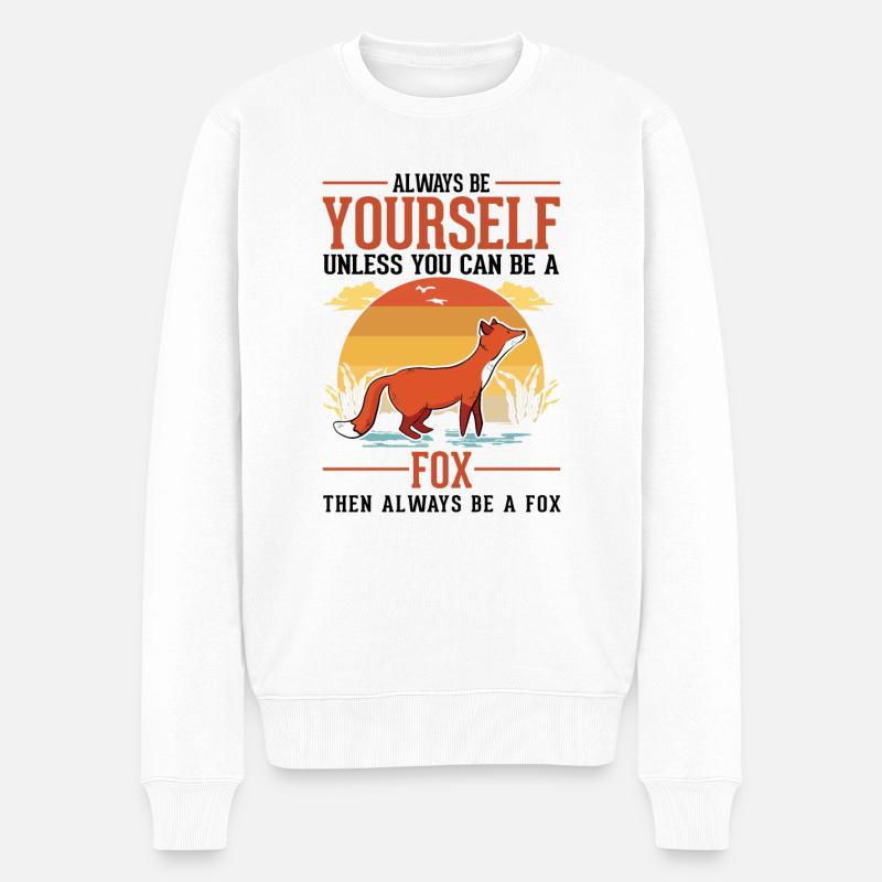 Always be yourself Fox Fuchs - Männer Premium Bio Pullover - Weiß