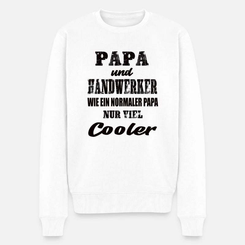 Papa und Handwerker - Männer Premium Bio Pullover - Weiß