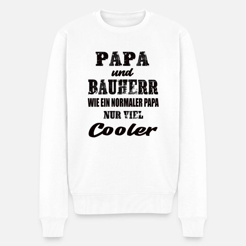 Papa und Bauherr - Männer Premium Bio Pullover - Weiß