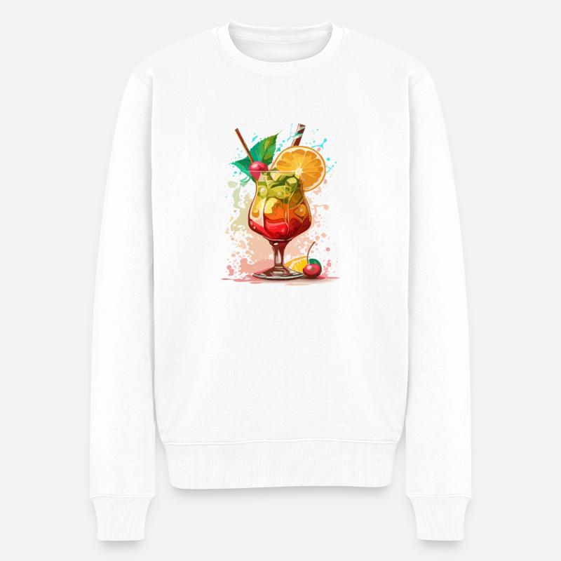 Cocktail - Männer Premium Bio Pullover - Weiß