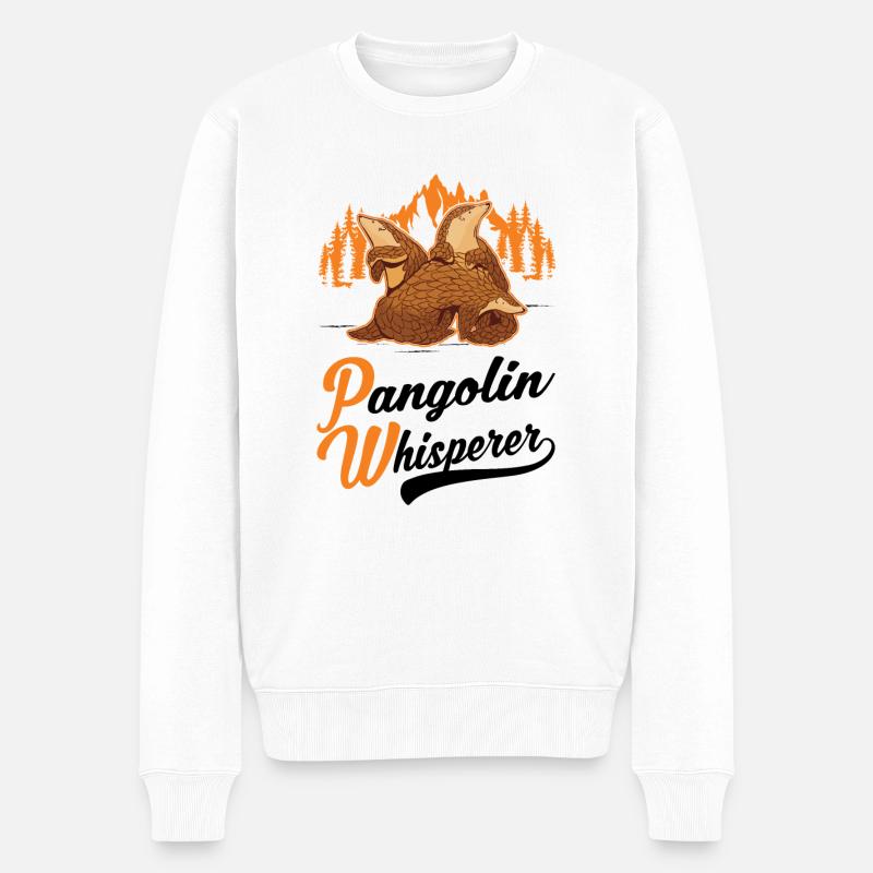 Pangolin Flüsterer Schuppentier - Männer Premium Bio Pullover - Weiß