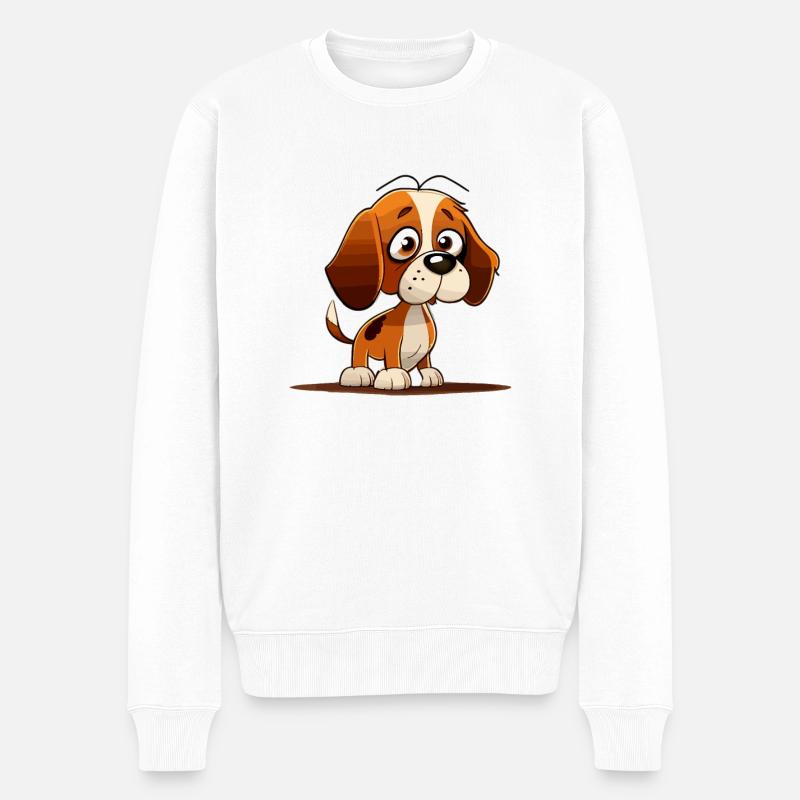 Hund im comic style - Männer Premium Bio Pullover - Weiß