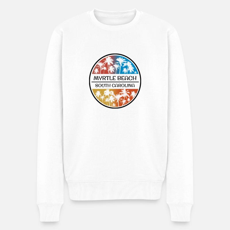 Myrtle Beach Caroline du Sud Palmier élégant - Pull Premium bio Homme - blanc