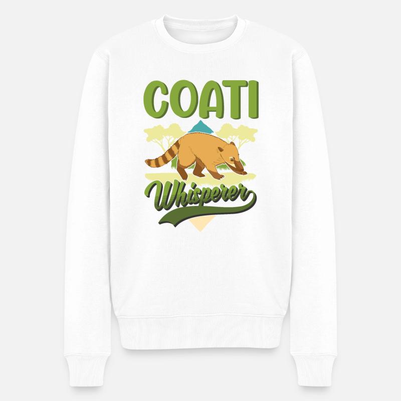 Nasenbär Flüsterer Rüsselbär Coati - Männer Premium Bio Pullover - Weiß