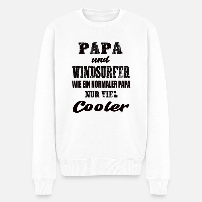 Papa und Windsurfer Windsurfen Wassersport - Männer Premium Bio Pullover - Weiß