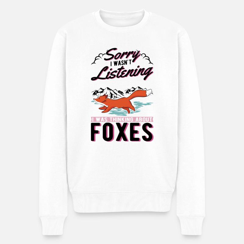 Fox Cadeau Renard roux - Pull Premium bio Homme - blanc