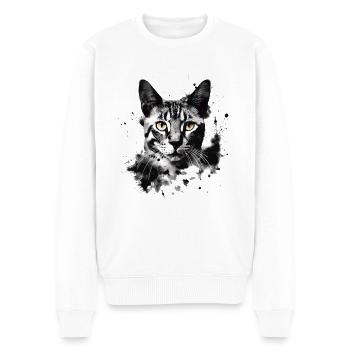 Chat du Bengale dans l’art abstrait en noir et blanc - Pull Premium bio Homme - blanc - Devant - Thijin (182cm)