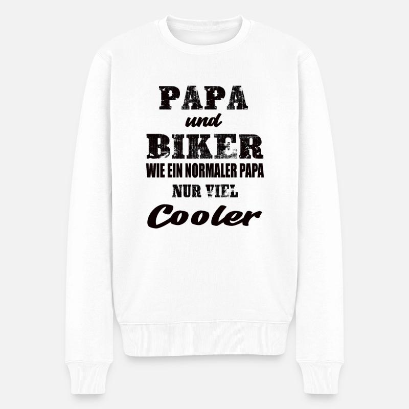 Papa und Biker - Männer Premium Bio Pullover - Weiß