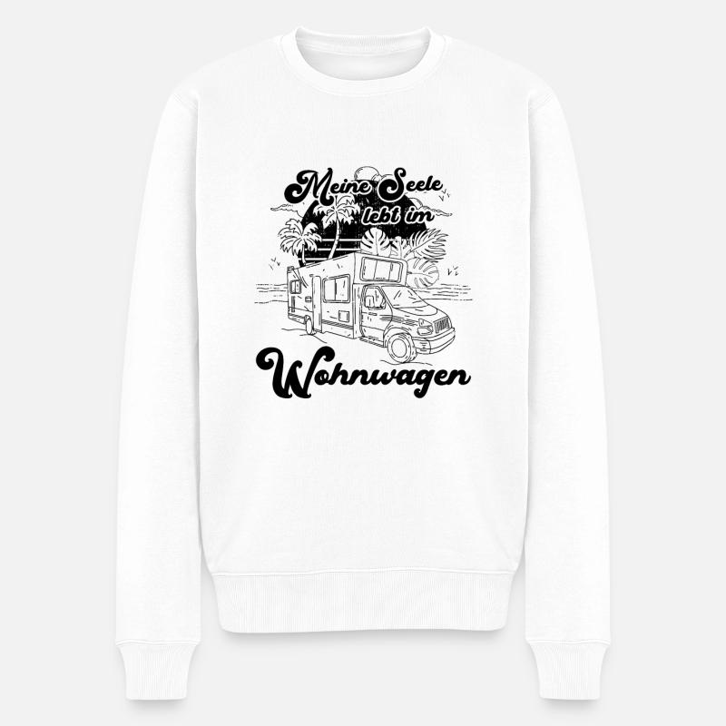 Wohnwagen Wohnmobil Camping Spruch - Männer Premium Bio Pullover - Weiß