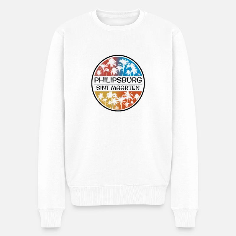 Philipsburg Sint Maarten Palmier élégant - Pull Premium bio Homme - blanc