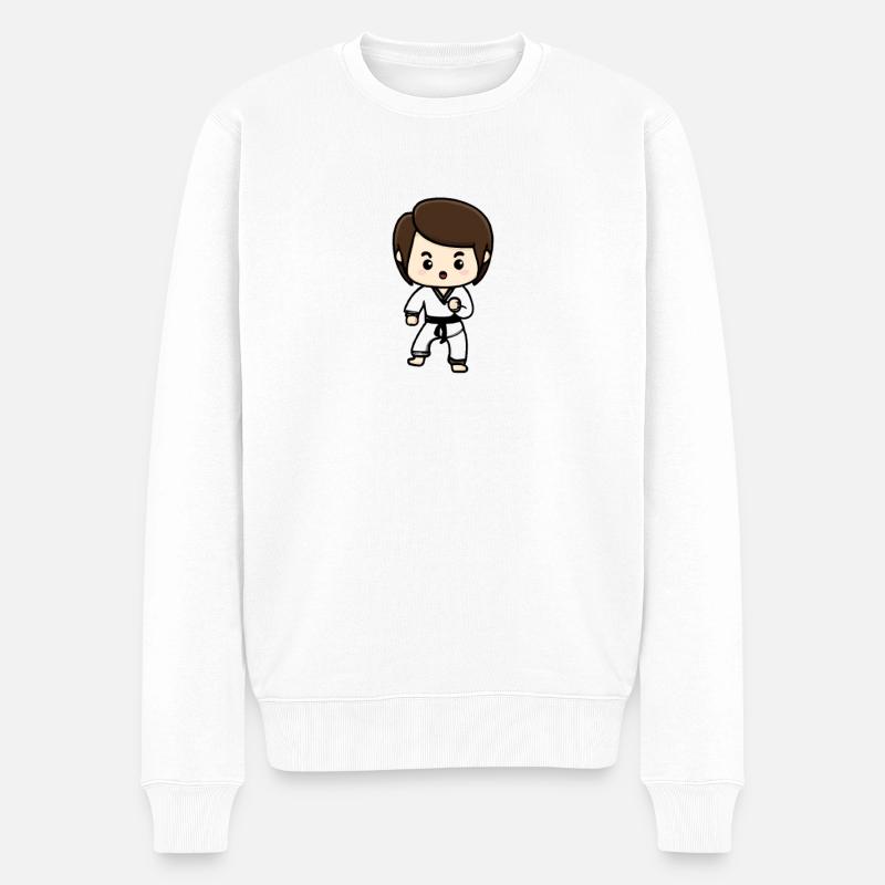 Karaté Guerrier Ceinture Noire Kawaii - Pull Premium bio Homme - blanc