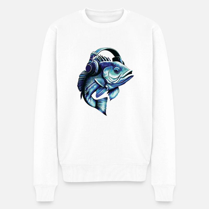 Pêchez avec des écouteurs - Pull Premium bio Homme - blanc