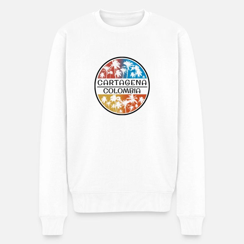 Carthagène Colombie Palmier Vacances élégantes - Pull Premium bio Homme - blanc