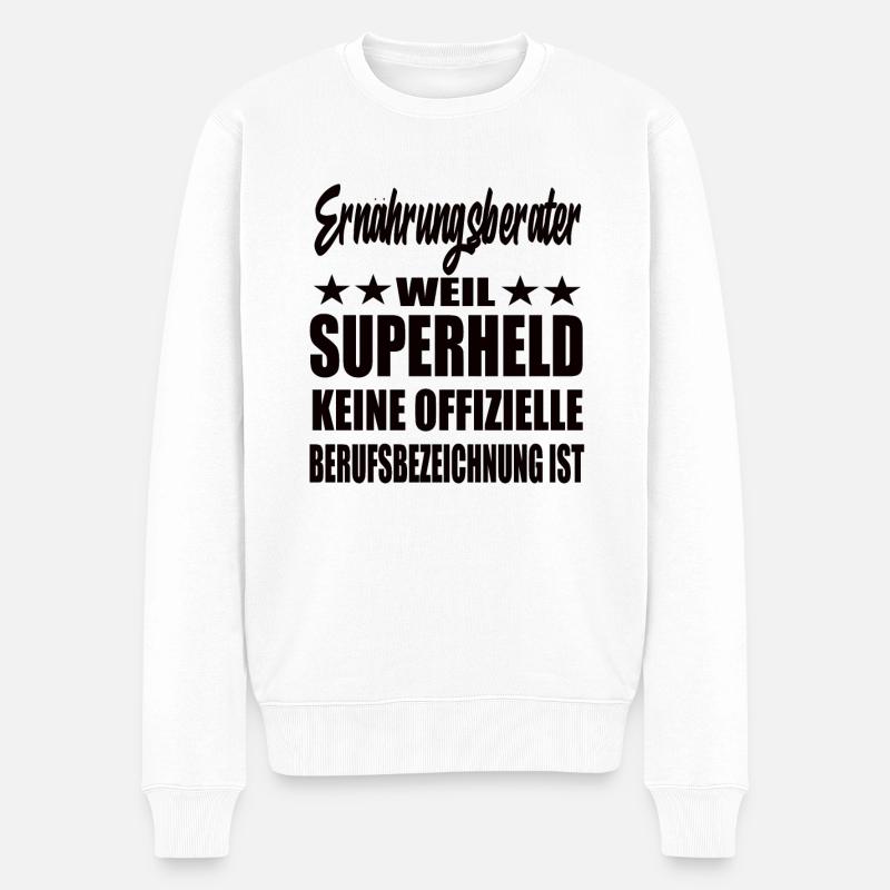 Ernährungsberater Superheld Spruch - Männer Premium Bio Pullover - Weiß