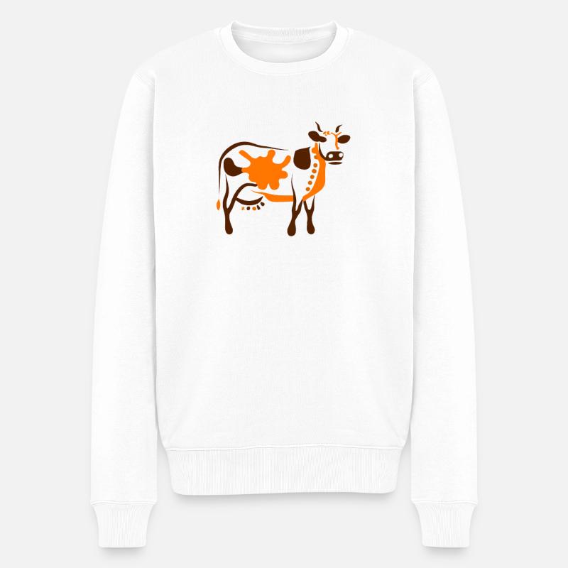 Kuh Kunst Abstrakt - Männer Premium Bio Pullover - Weiß